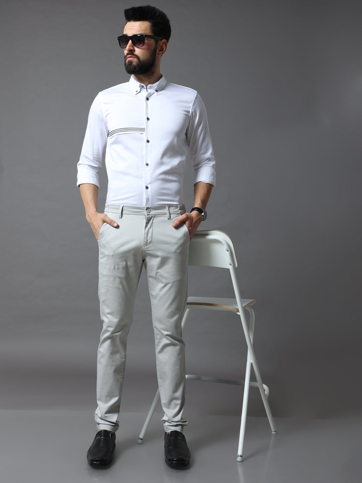 Flexi Waist Powder White Trouser