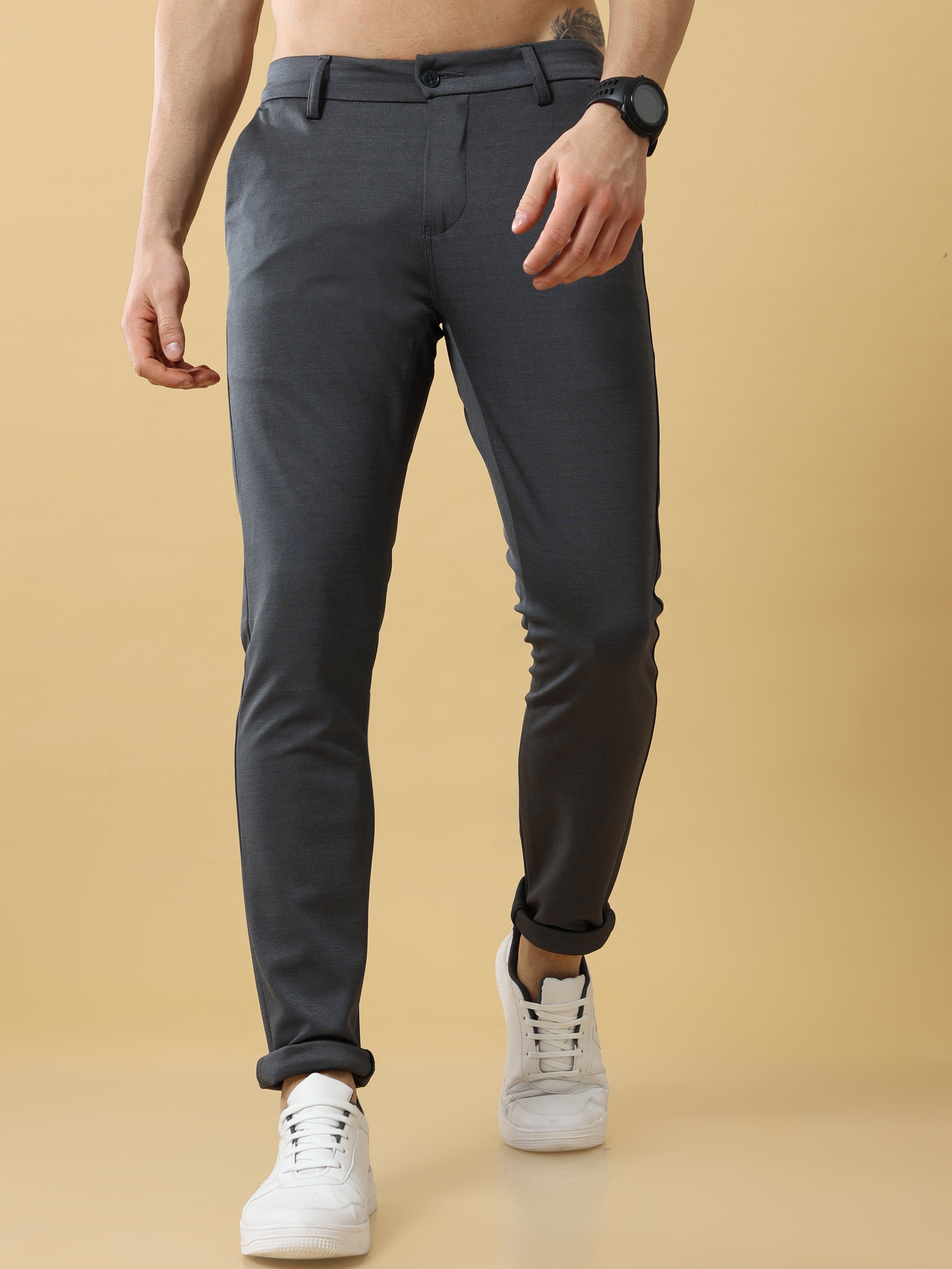Buy Latest Coloud Grey Stretchable Pants for Men Online