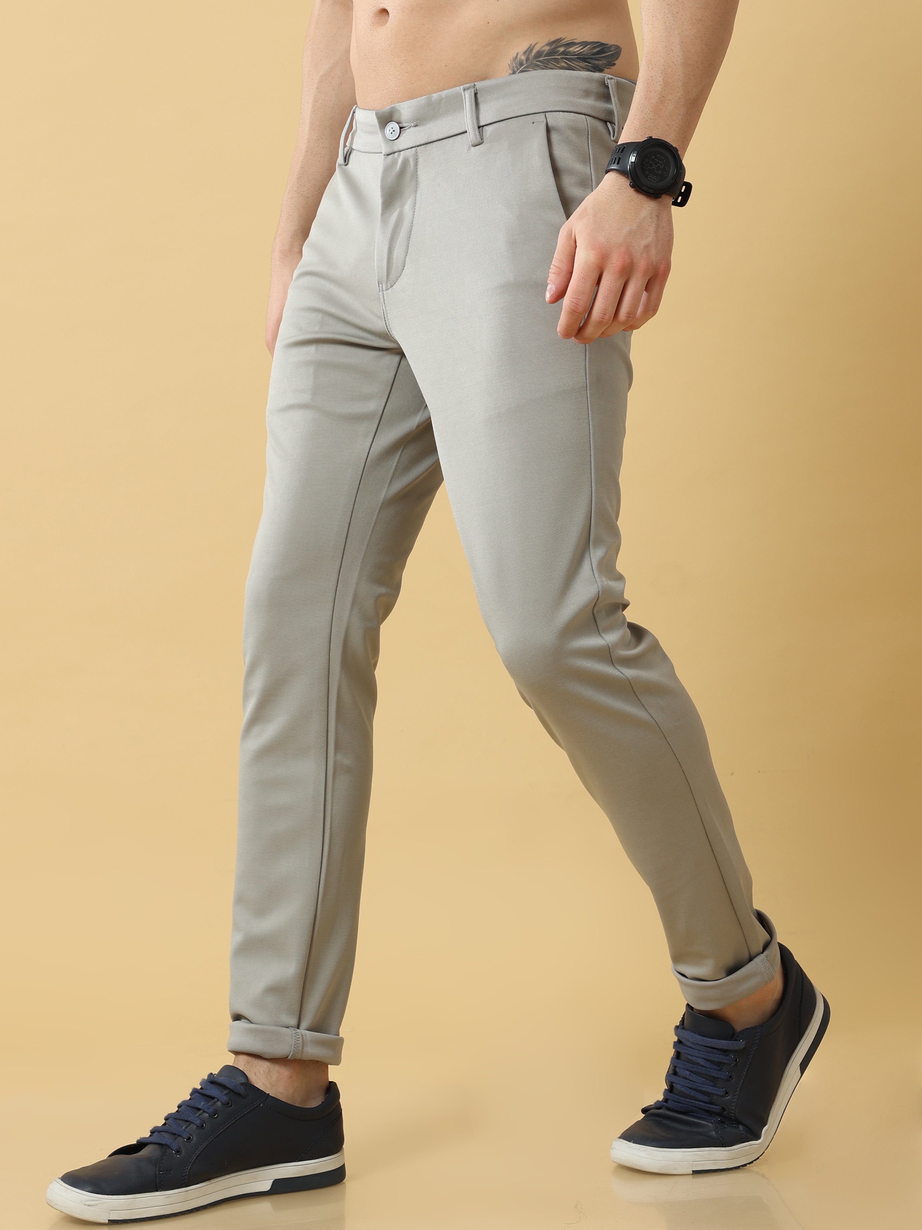 Stretchable Cloud Grey Lycra Trouser