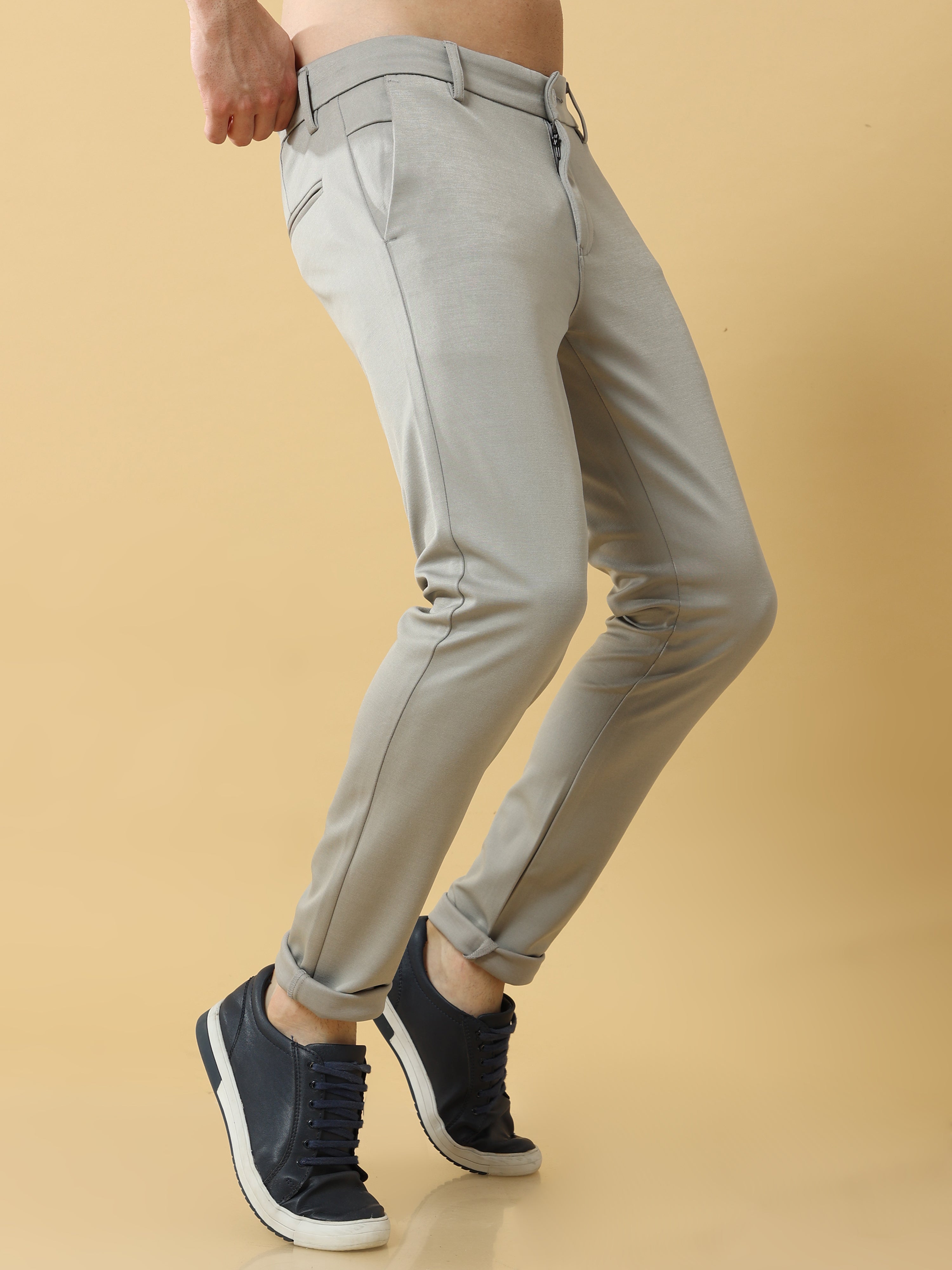 Stretchable Cloud Grey Lycra Trouser