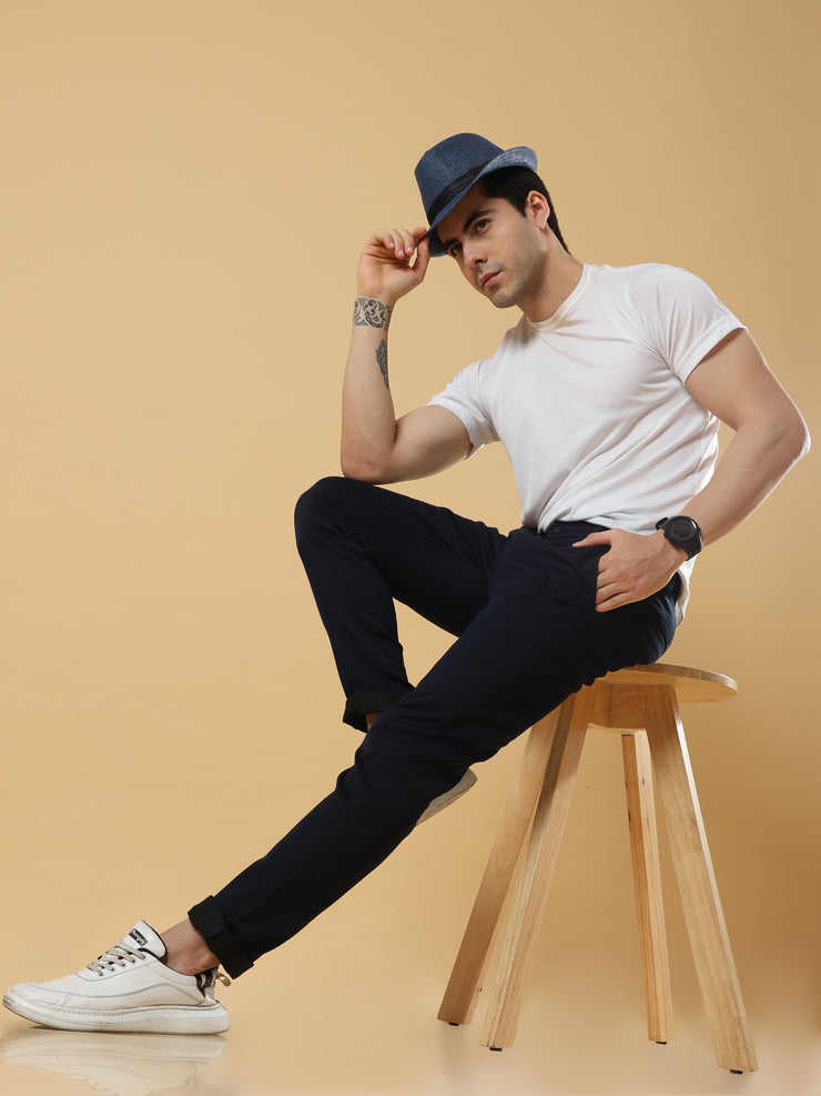 Double Cloth Navy Blue Cotton Trouser