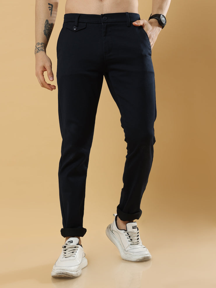 Double Cloth Navy Blue Cotton Trouser