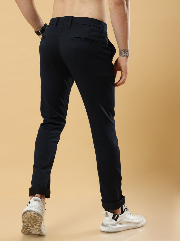 Double Cloth Navy Blue Cotton Trouser