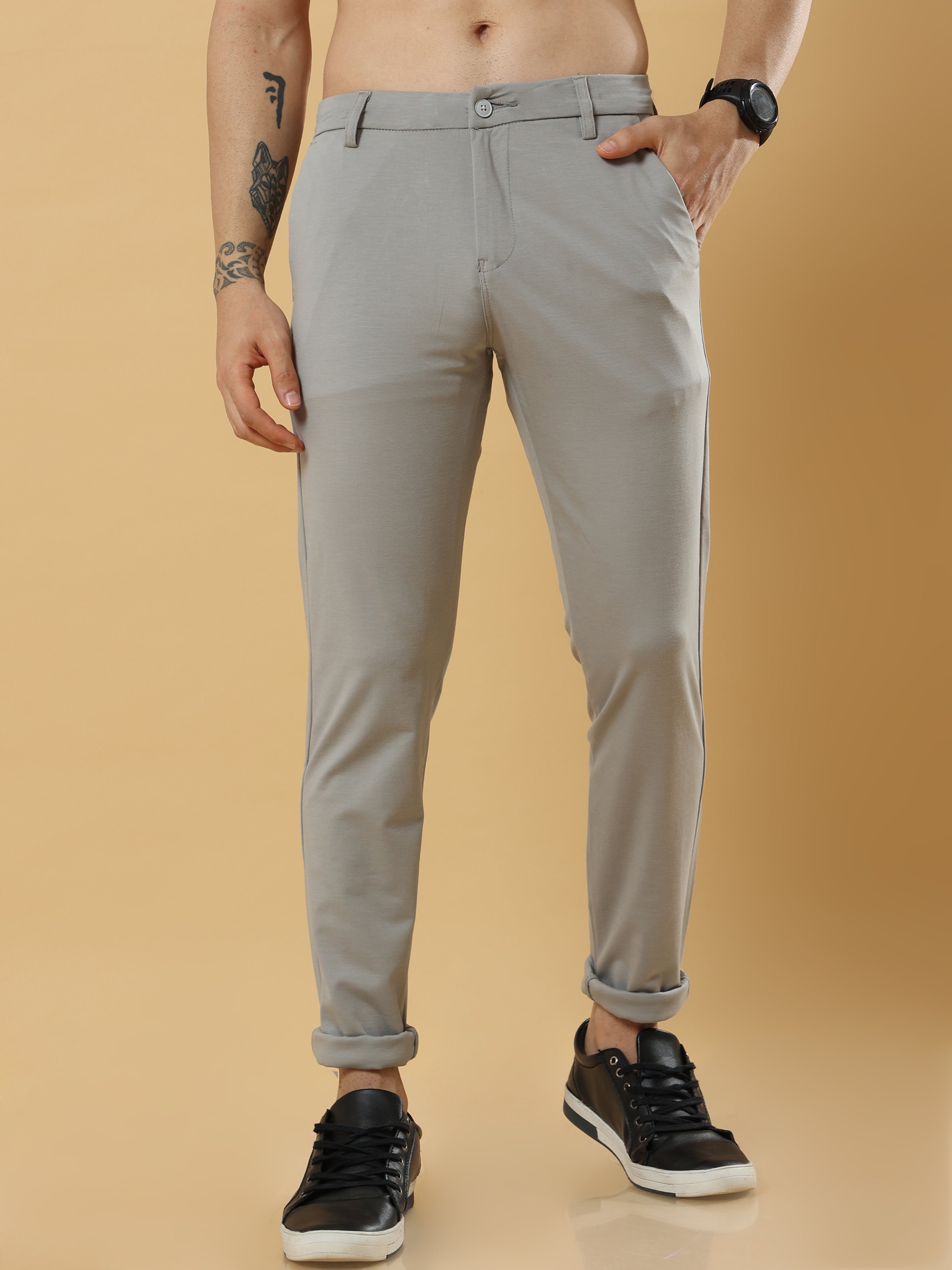 Tencel Stretchable Light Grey Trousers