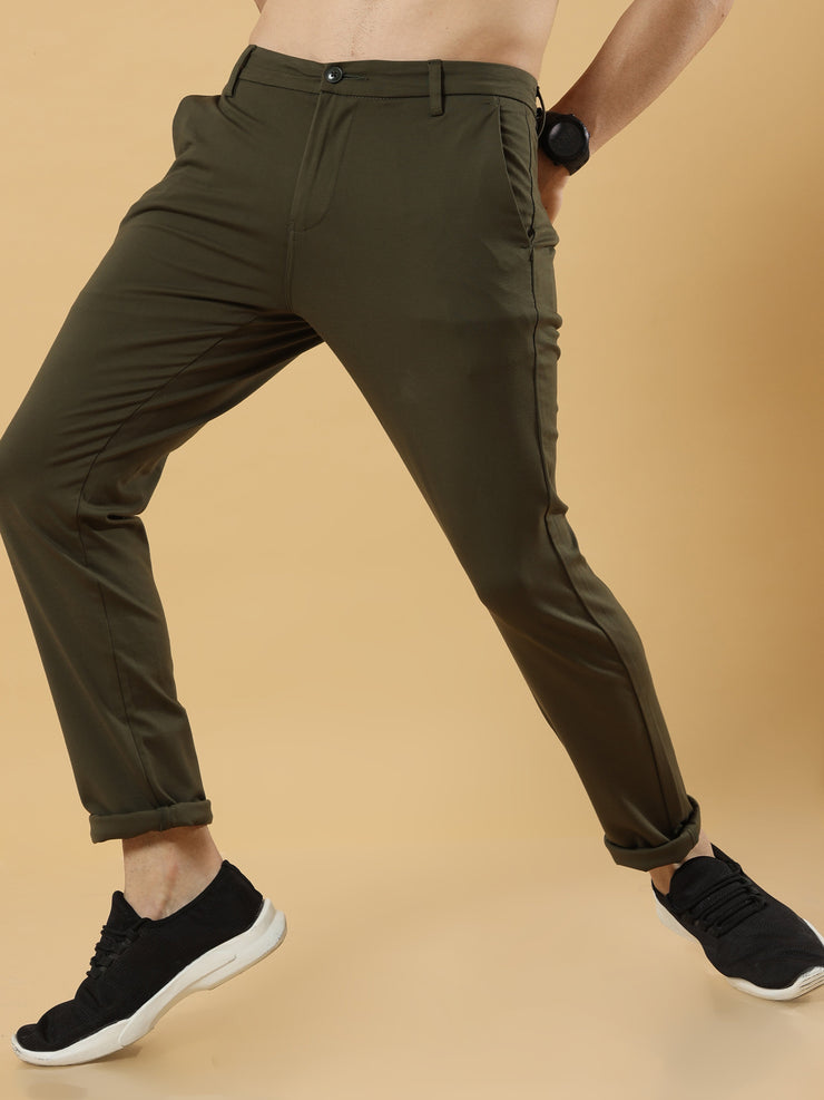 Tencel Stretchable Dark Olive Trousers