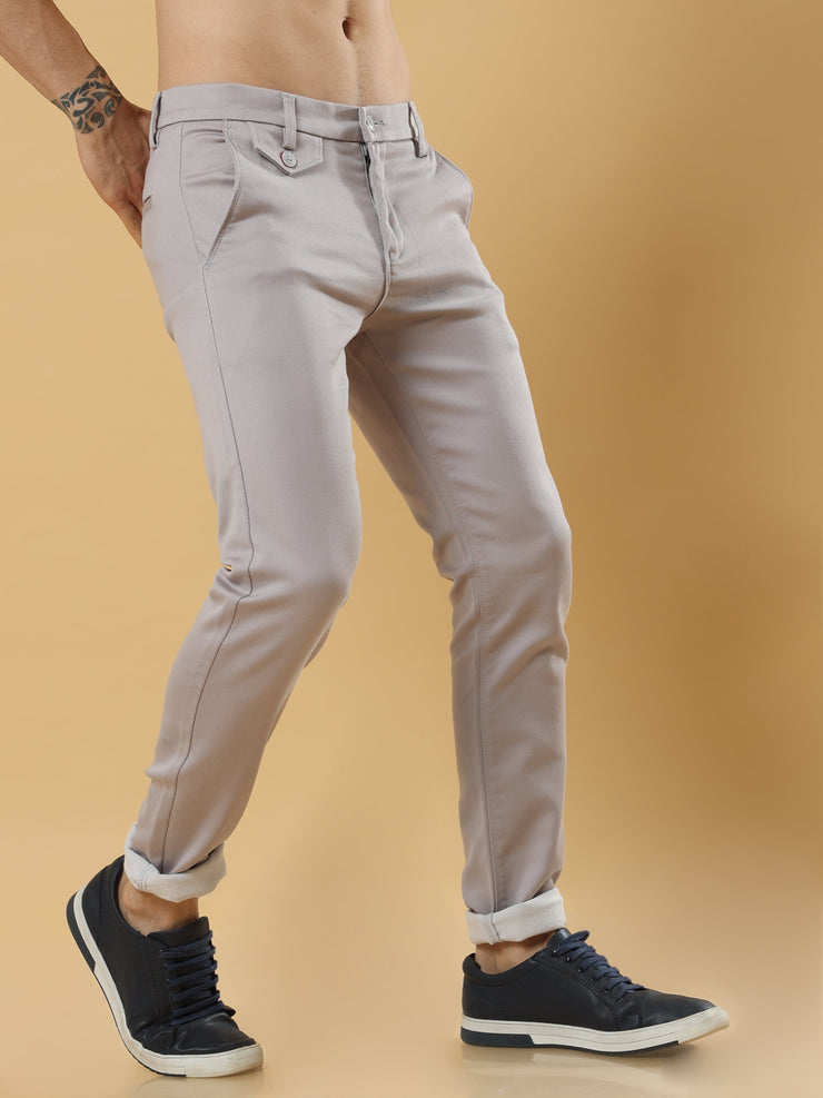 Double Cloth Cotton Light Grey Trouser