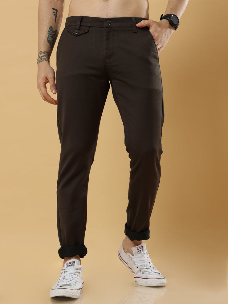 Double Cloth Cotton Caramel Brown Trouser