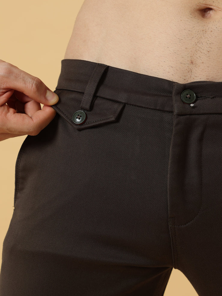 Double Cloth Cotton Caramel Brown Trouser