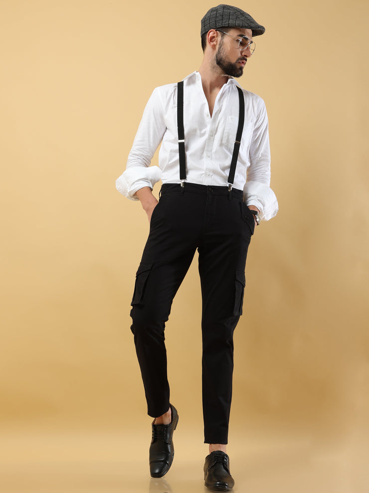 Slim Fit Black Cargo Trouser