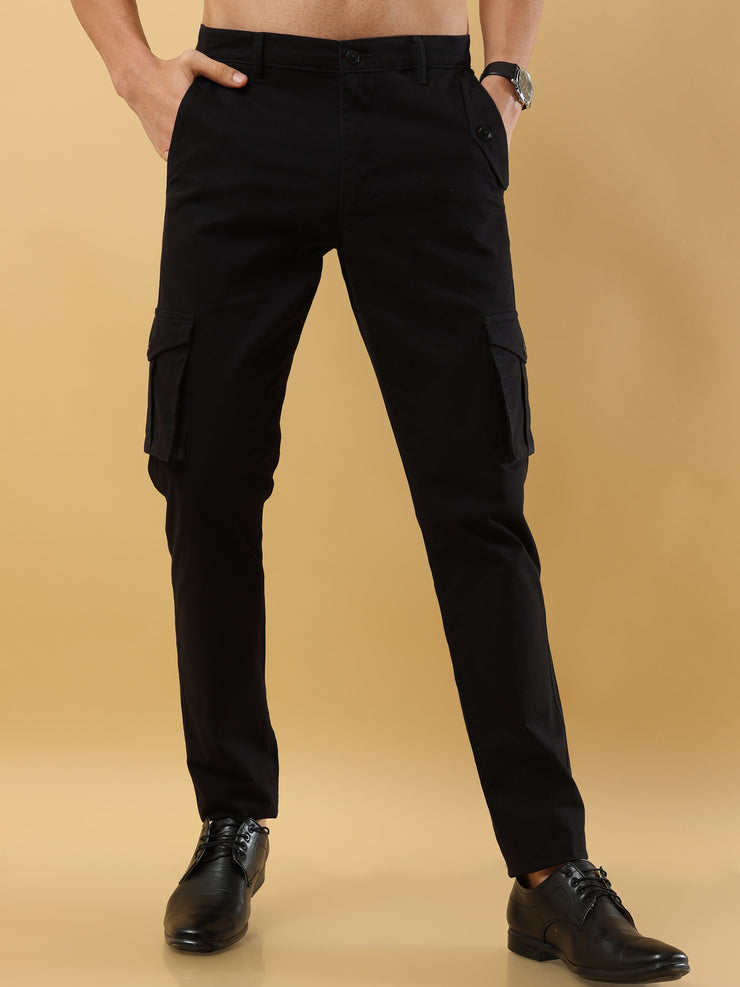 Slim Fit Black Cargo Trouser