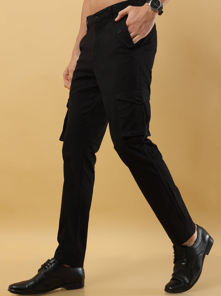 Slim Fit Black Cargo Trouser