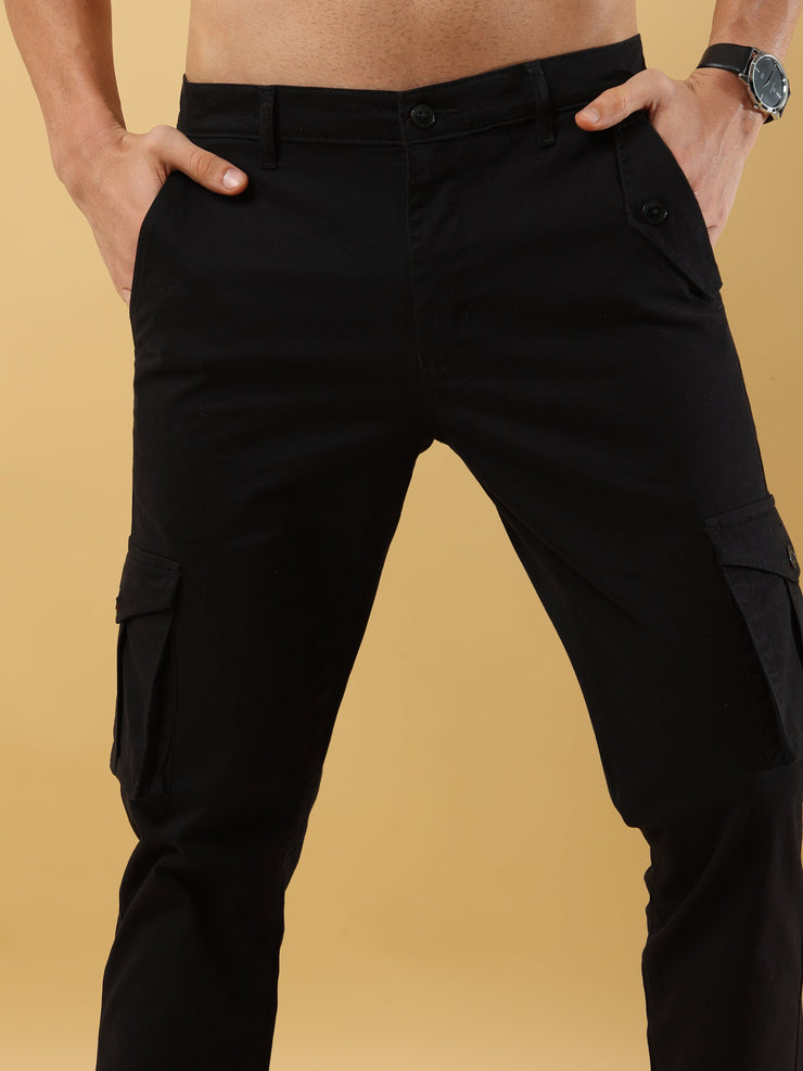 Slim Fit Black Cargo Trouser