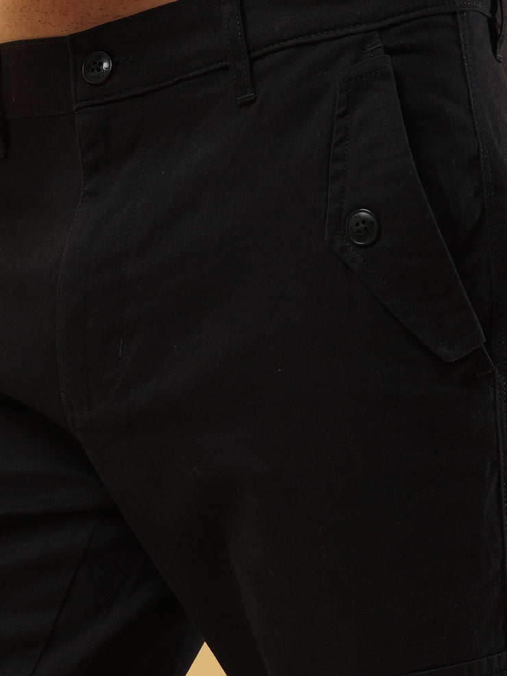 Slim Fit Black Cargo Trouser