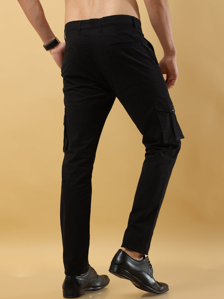 Slim Fit Black Cargo Trouser