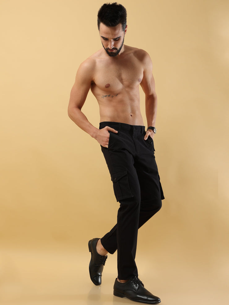 Slim Fit Black Cargo Trouser