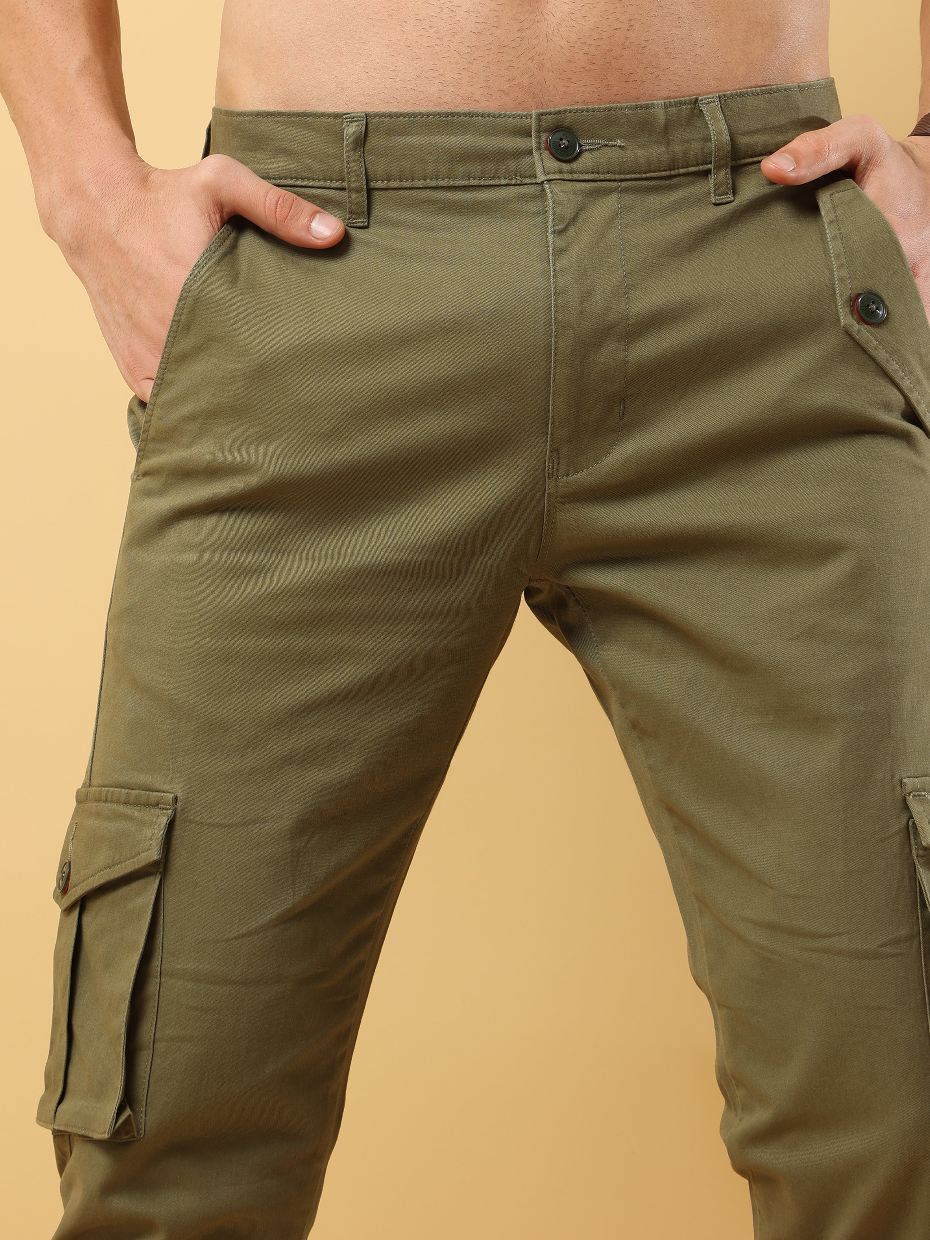Slim Fit Olive Green Cargo Pant
