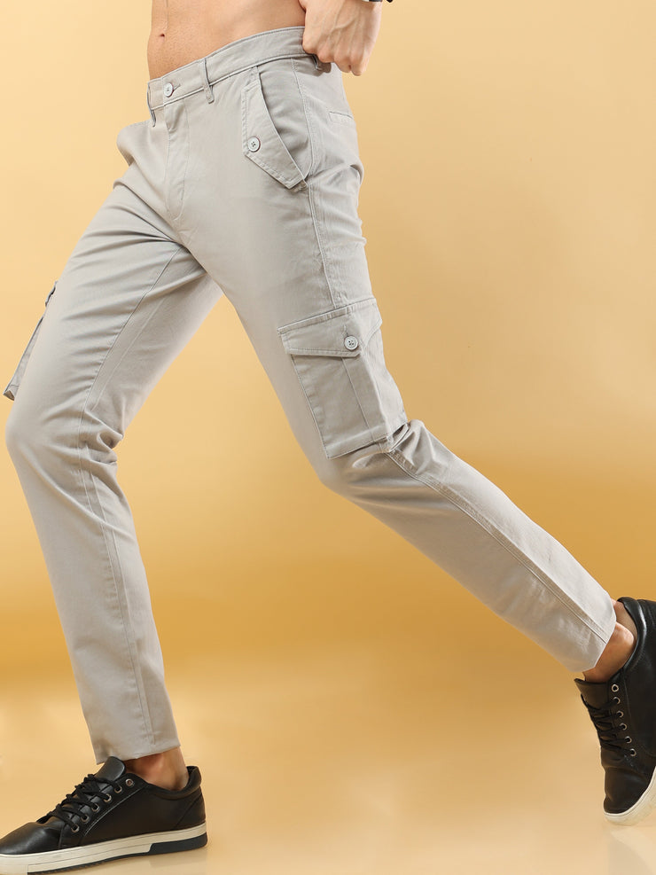 Slim Fit Light Grey Cargo Trouser