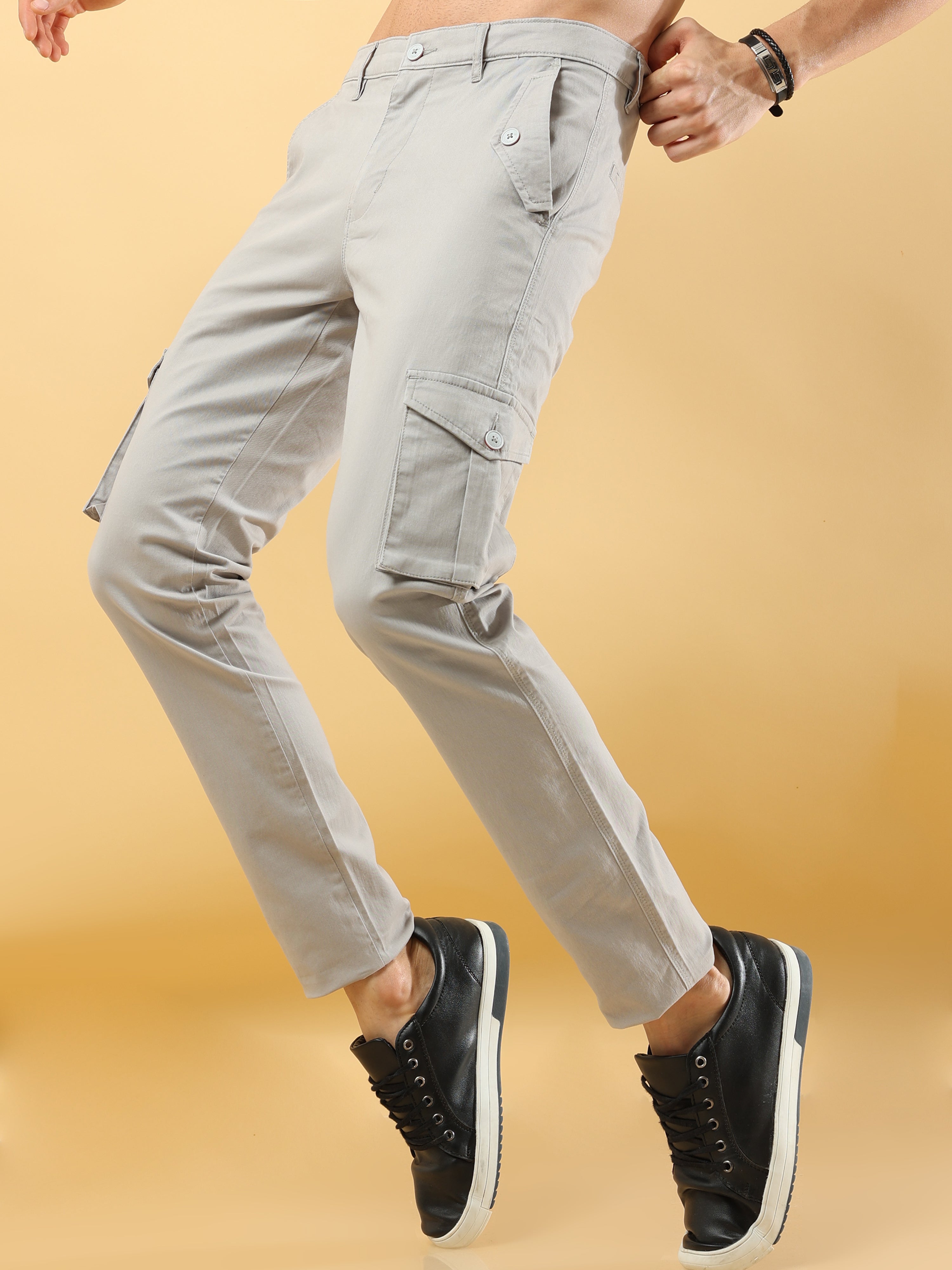 Slim Fit Light Grey Cargo Trouser
