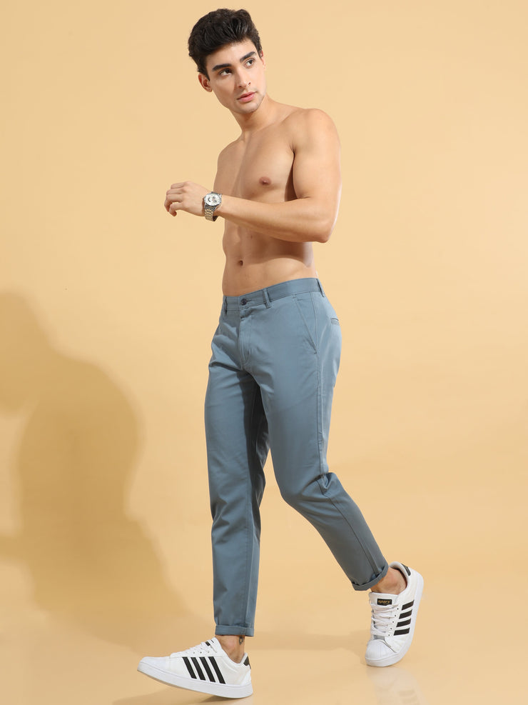 Fine Cotton Twill Blue Trouser