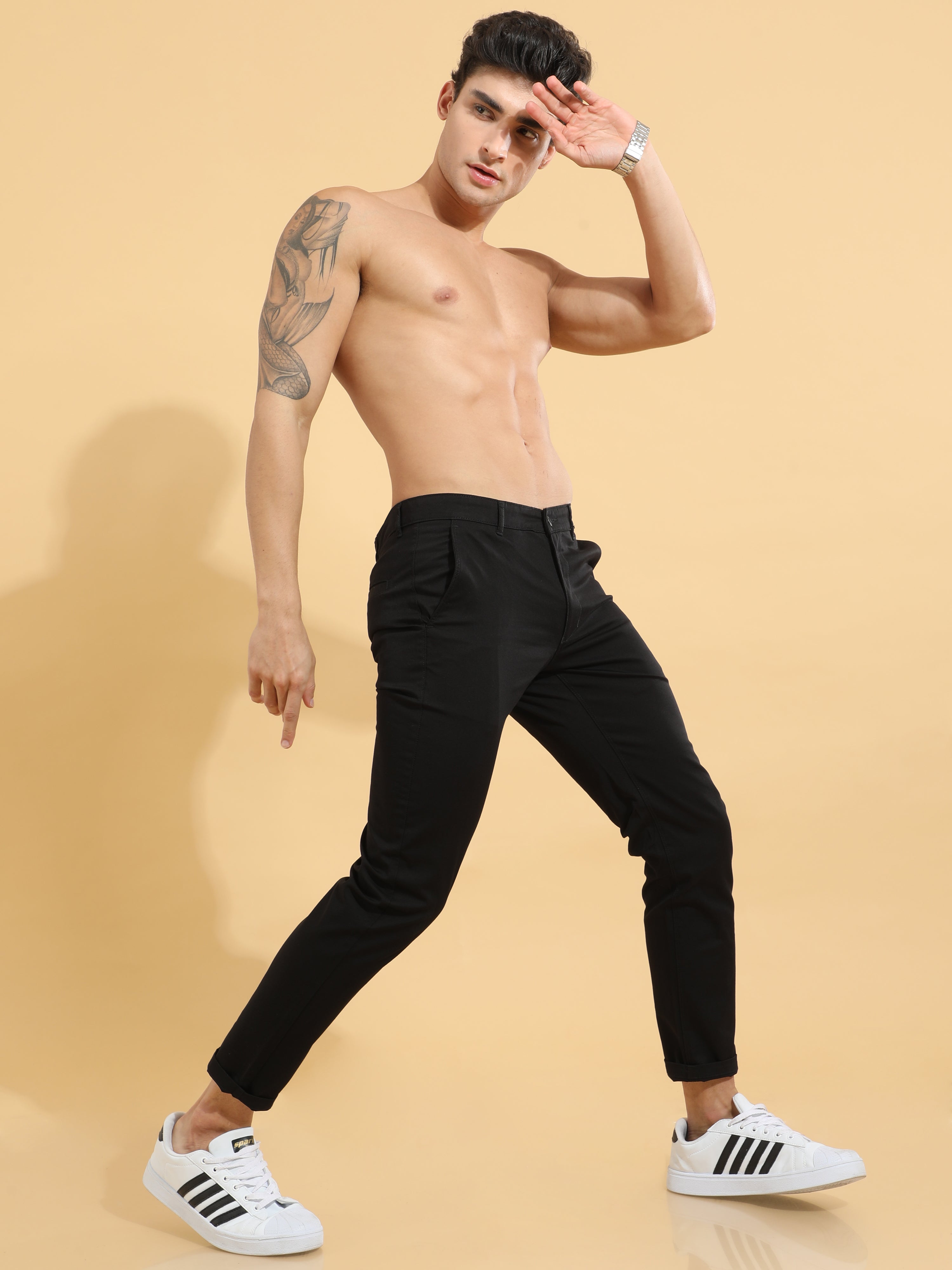  Black Ankle Length Trousers for Men 