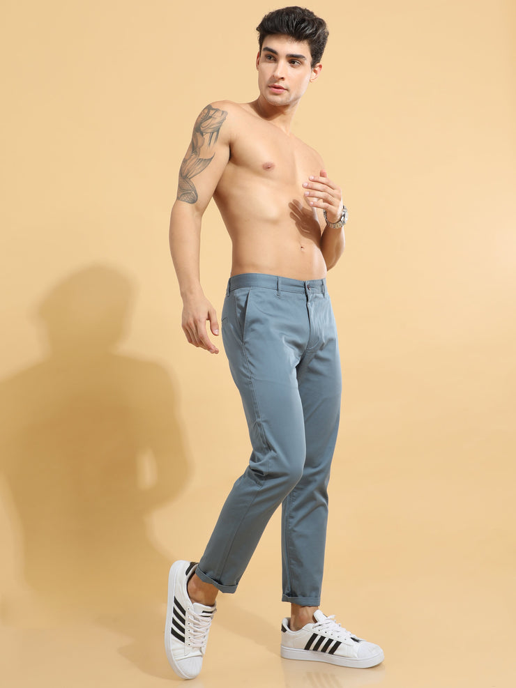 Fine Cotton Twill Blue Trouser