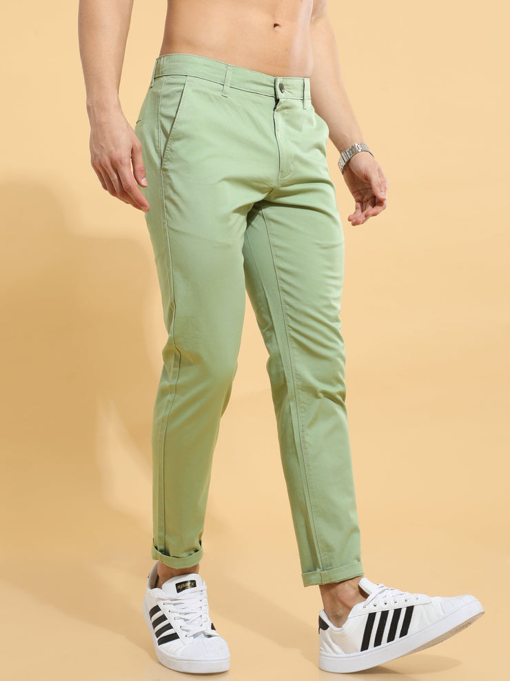 Fine Cotton Twill Green Trouser