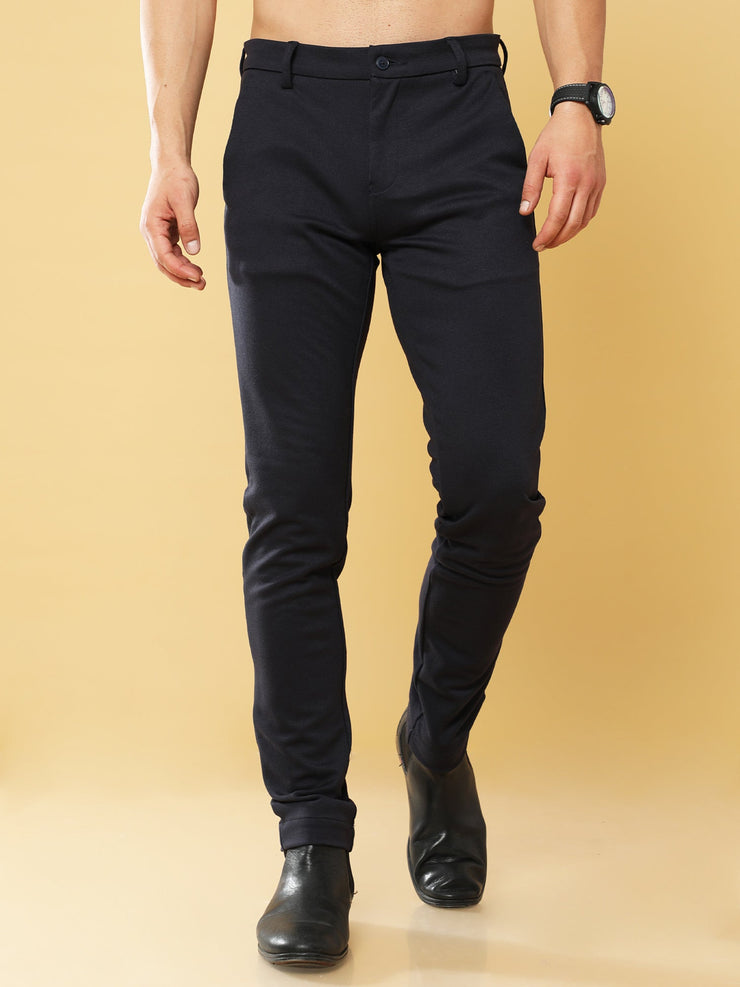 Jacquard Power Stretch Navy Trouser