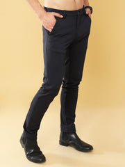 Jacquard Power Stretch Navy Trouser