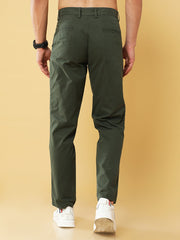 Pleated Olive Cotton Chino