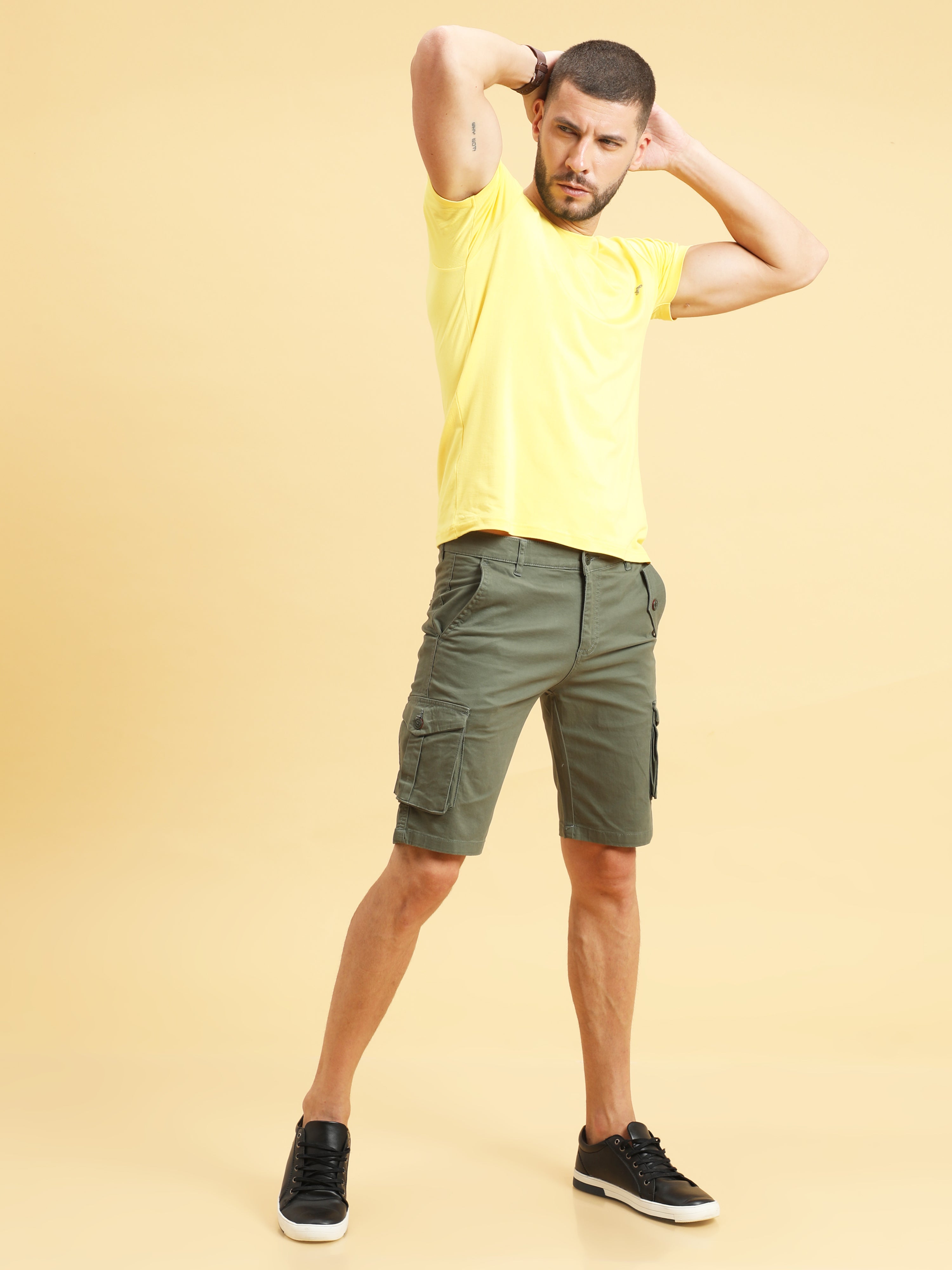 Olive Cargo Shorts for Men