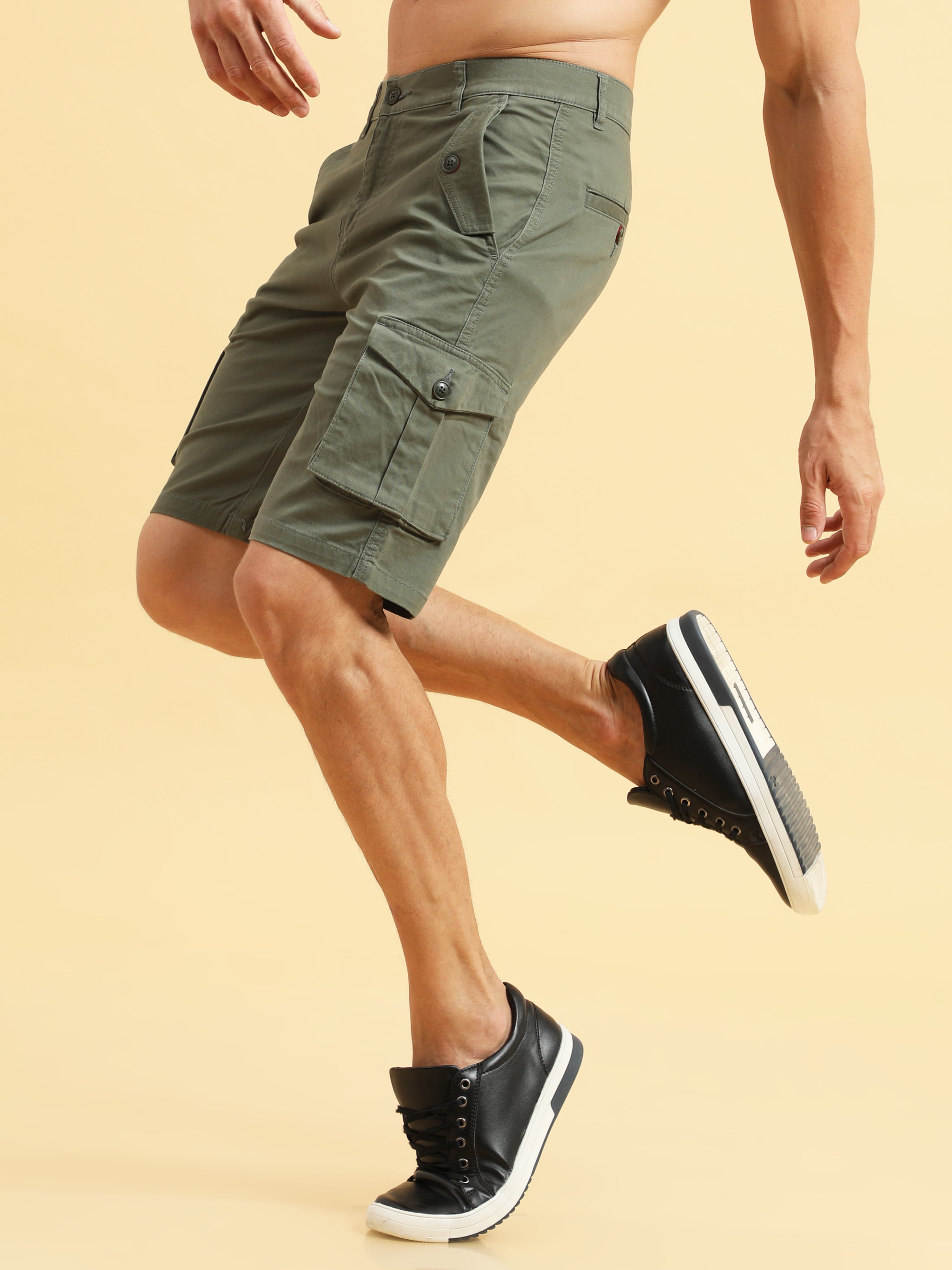 Olive Cargo Shorts for Men