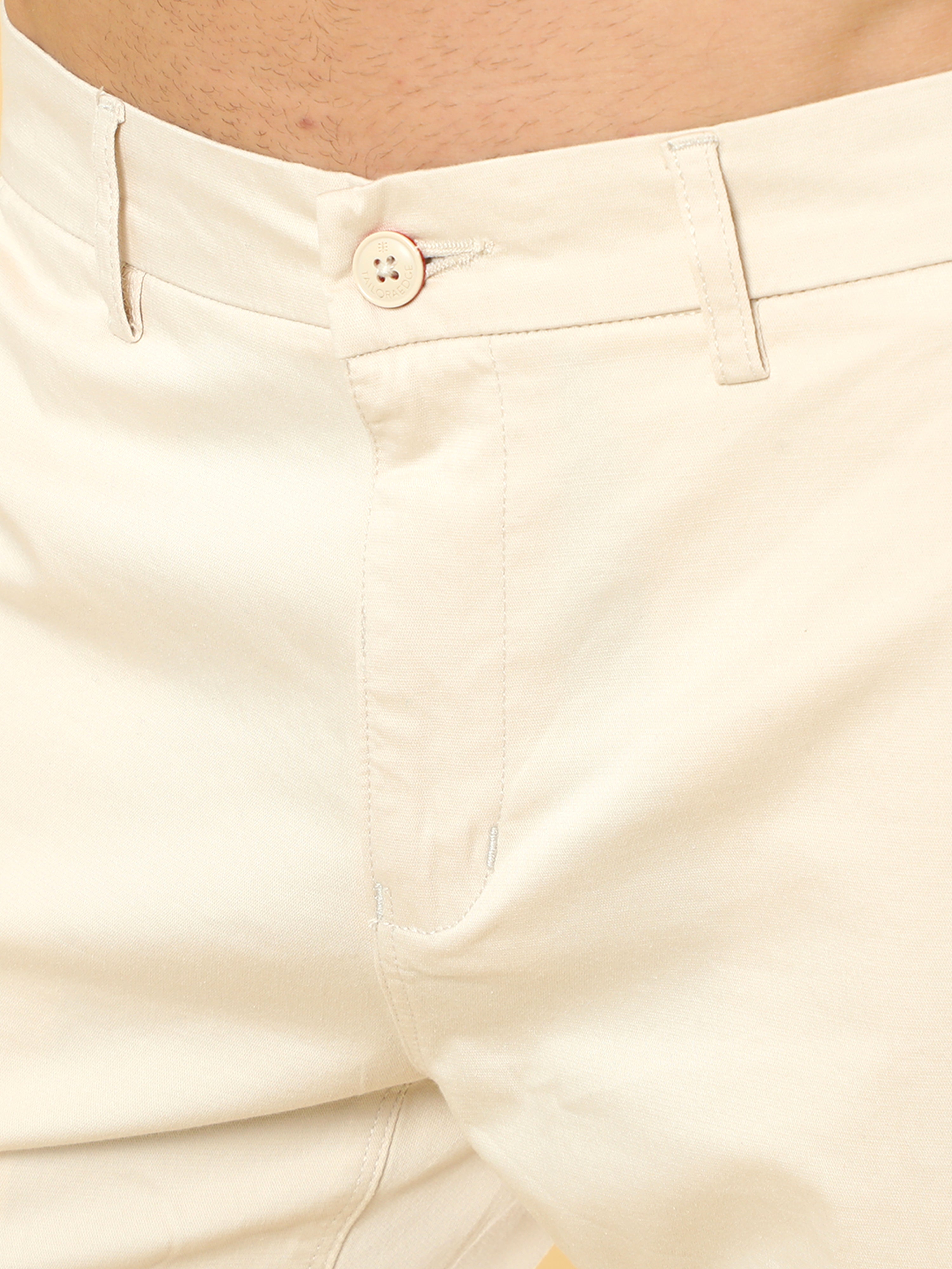 Cotton Dobby Cream Lycra Chino