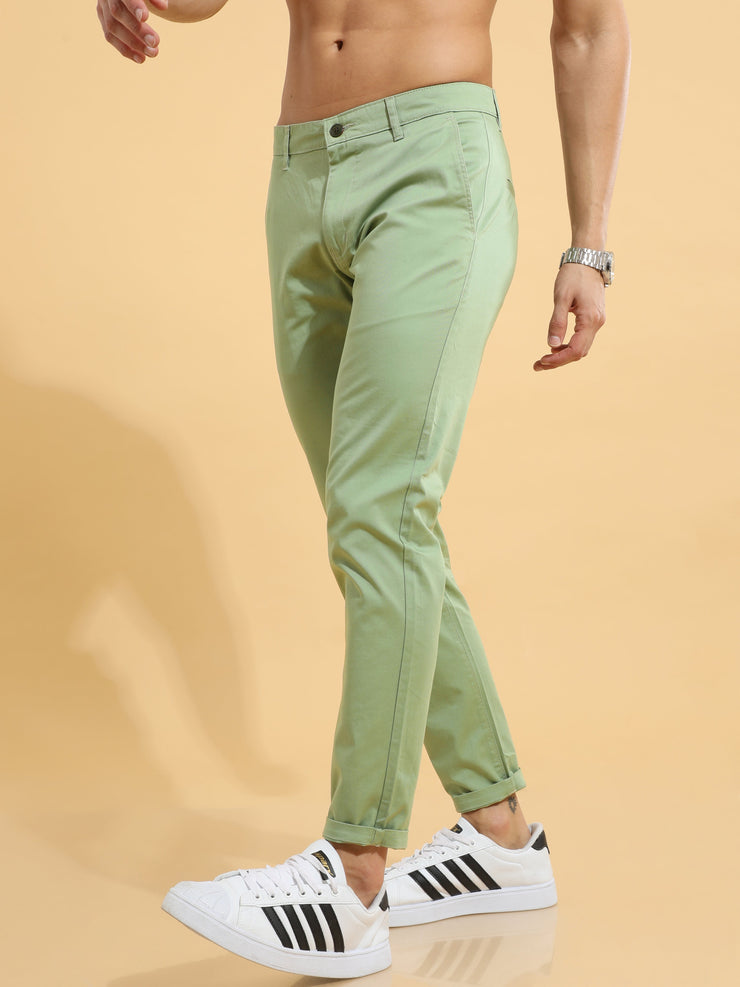 Fine Cotton Twill Green Trouser
