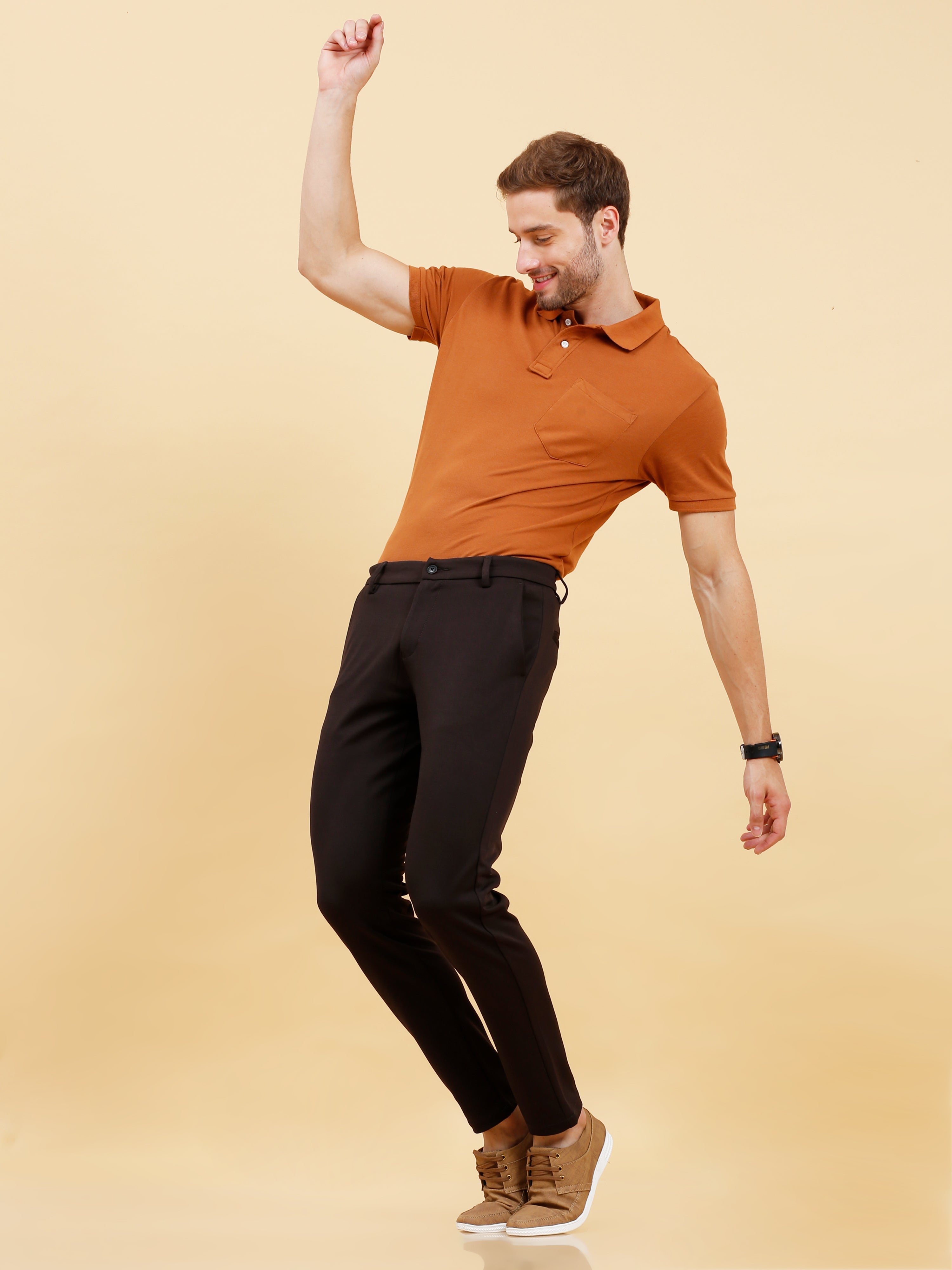 Stretchable Brown Lycra Trouser